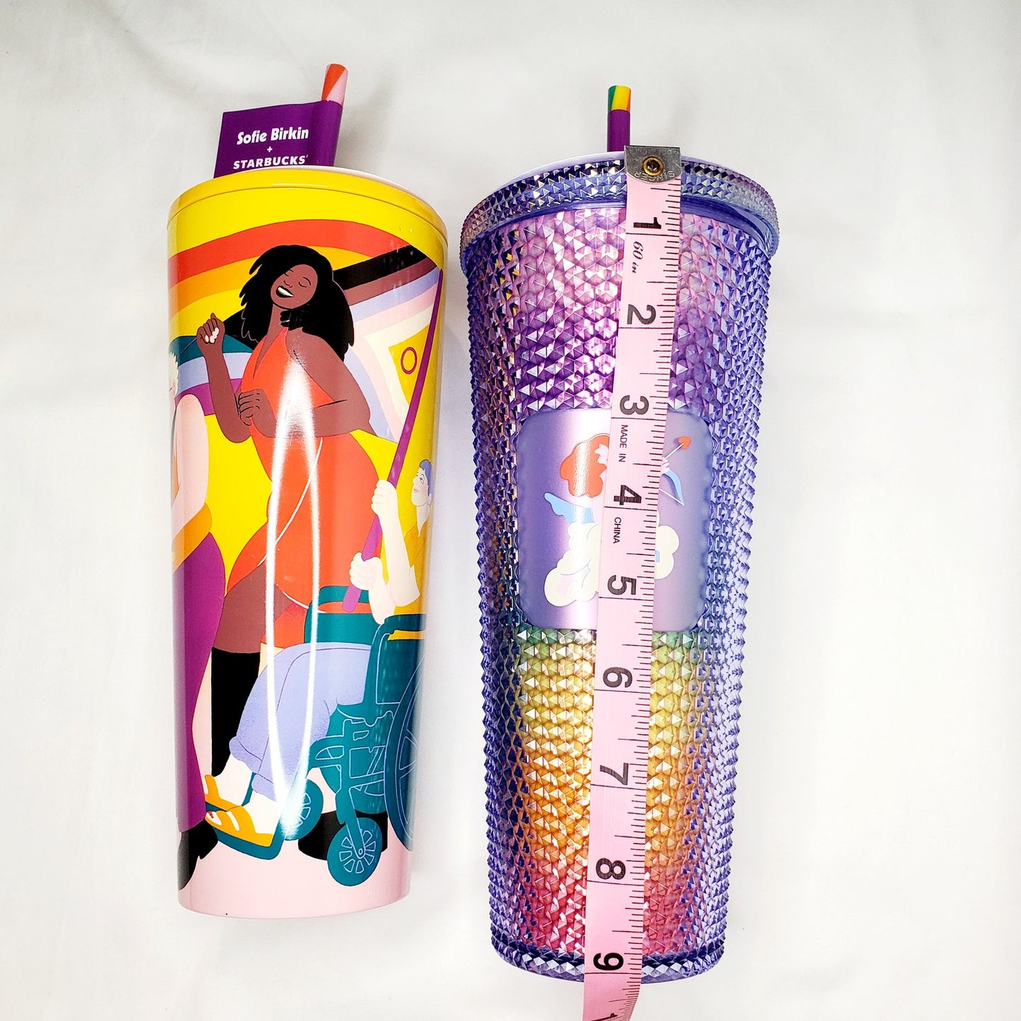 Starbucks x Sofie Birkin 2024 Rainbow Gay Pride Bling Studded Summer Tumblers - NWT
