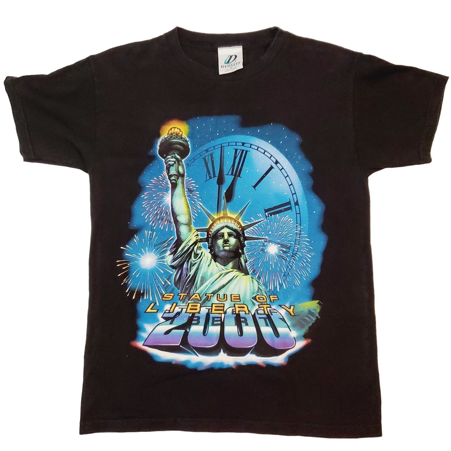 2000 Vintage Y2K Statue of Liberty New York Dynasty Small 100% Cotton-LNew
