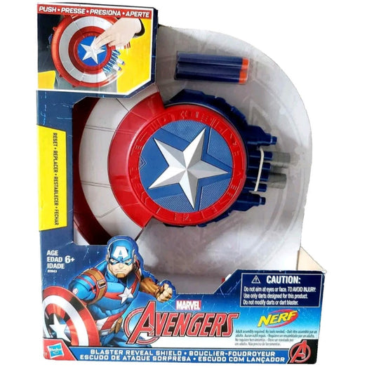 Captain America Marvel Avengers Foam Dart Push Blaster Reveal Shield 6+ - NIB