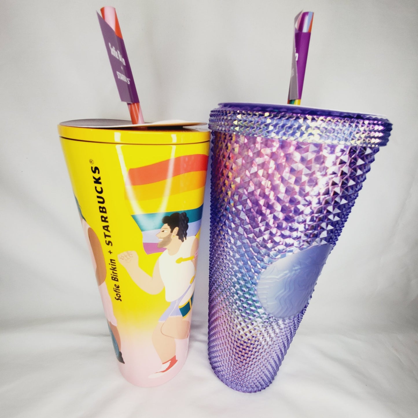 Starbucks x Sofie Birkin 2024 Rainbow Gay Pride Bling Studded Summer Tumblers - NWT