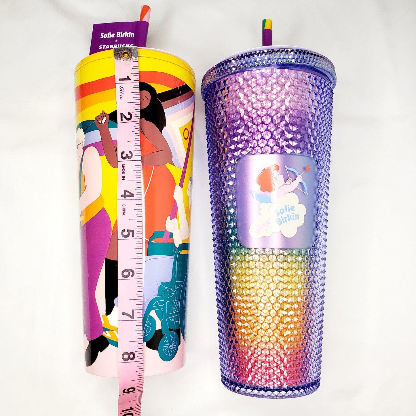 Starbucks x Sofie Birkin 2024 Rainbow Gay Pride Bling Studded Summer Tumblers - NWT