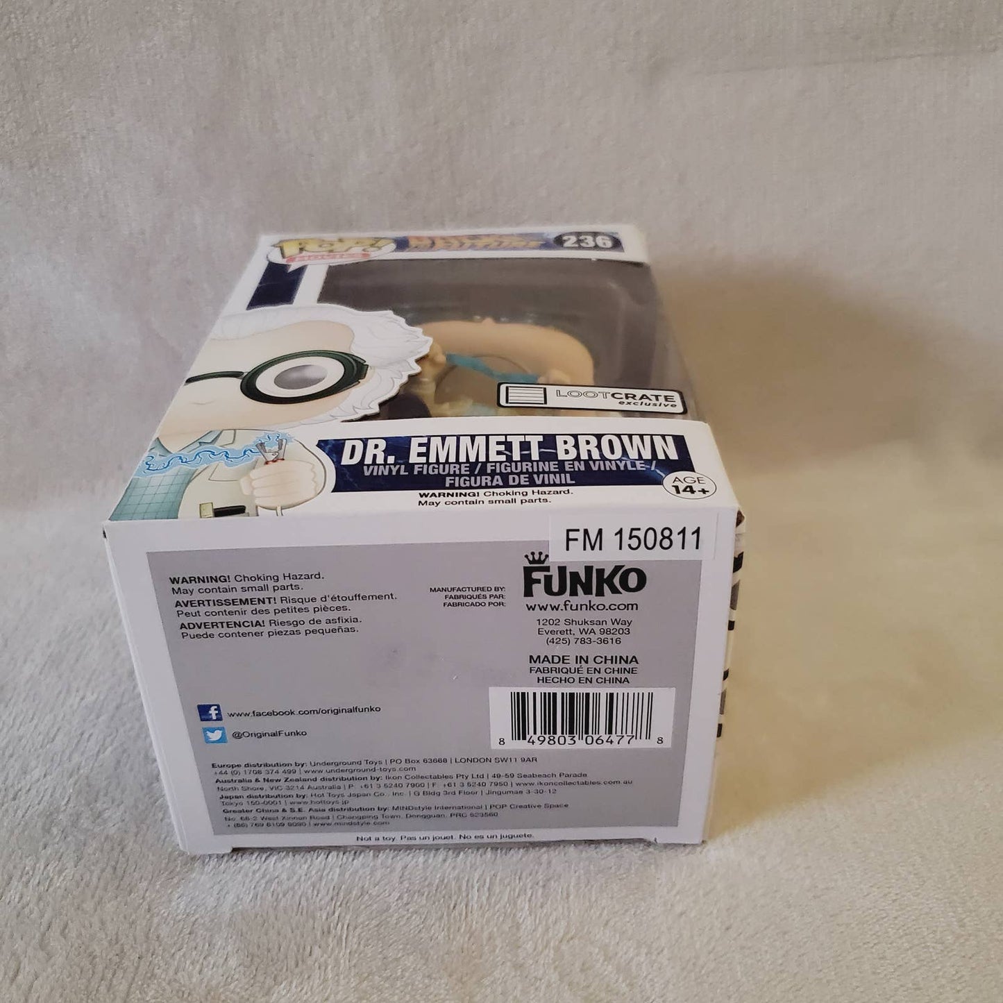 Back to the Future Dr. Emmett Brown Loot Crate Exclusive 236 Funko Pop 14+ - NIB