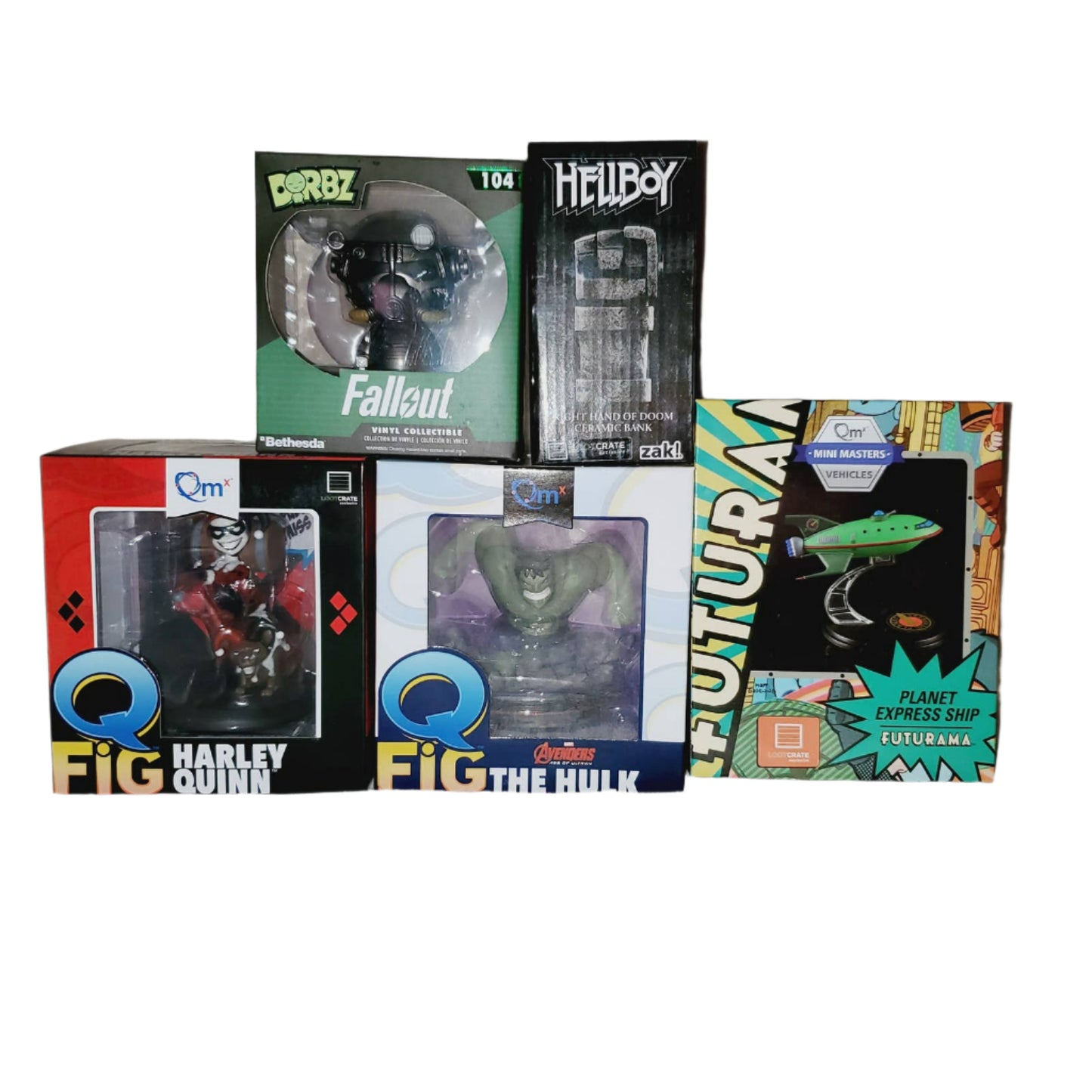 Loot Crate Collectibles Bundle. Harley Quinn Hulk Futurama Hellboy & Fallout