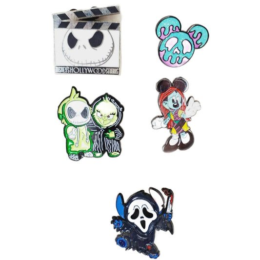 5 Disney NBC Halloween Metal Fashion Pin Bundle. Jack Skellington, Stitch and more. NWOT