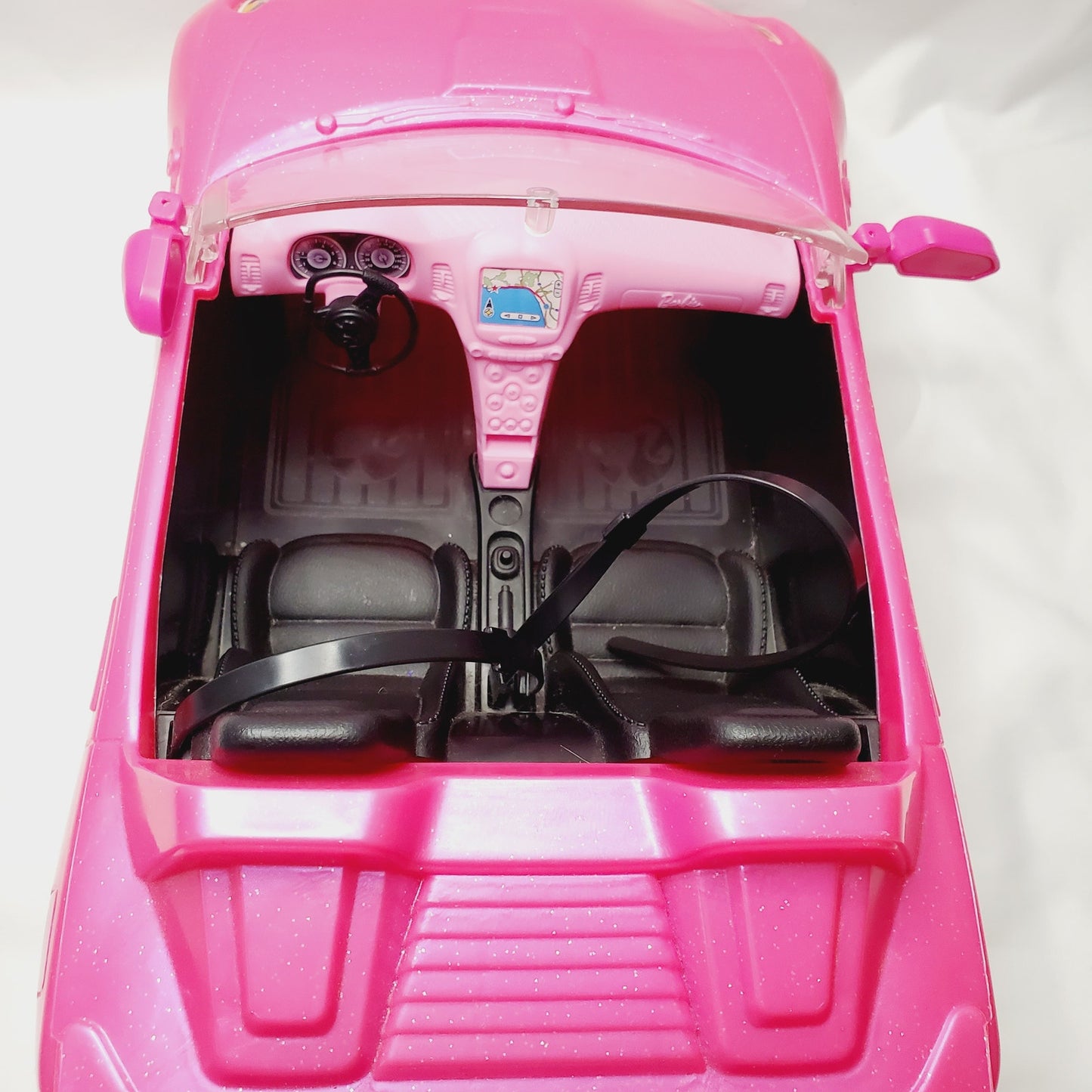 Barbie Pink Sparkly Glam Mattel Convertible Toy Car 2016 Mattel 13"×7"×5" - LNew