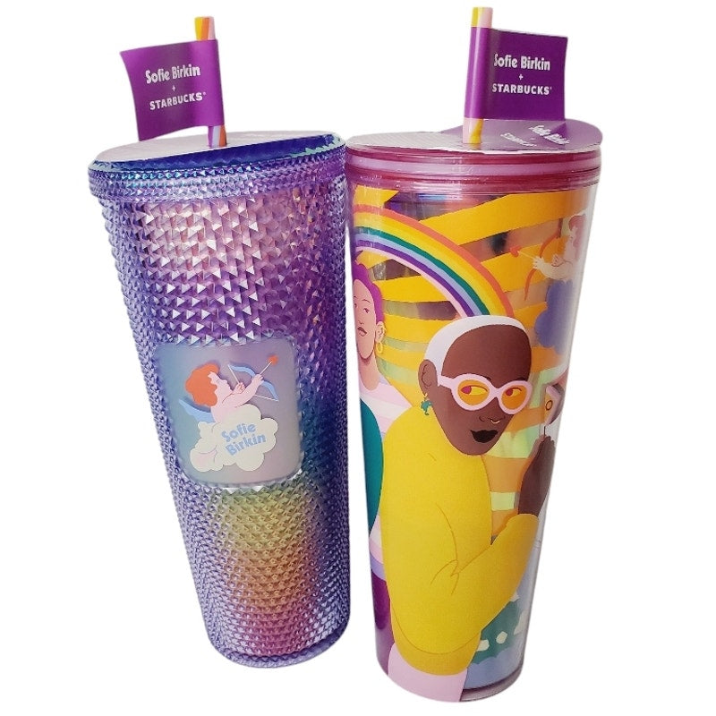 StarbucksxSofie Birkin Rainbow Gay Pride Summer 2024 Bling Studded Tumblers-NWT