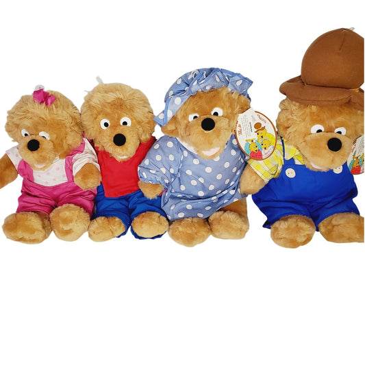 '93 Vintage The Berenstains Bears Chosum Int'l Soft Plush Full Set of 4 - NWT