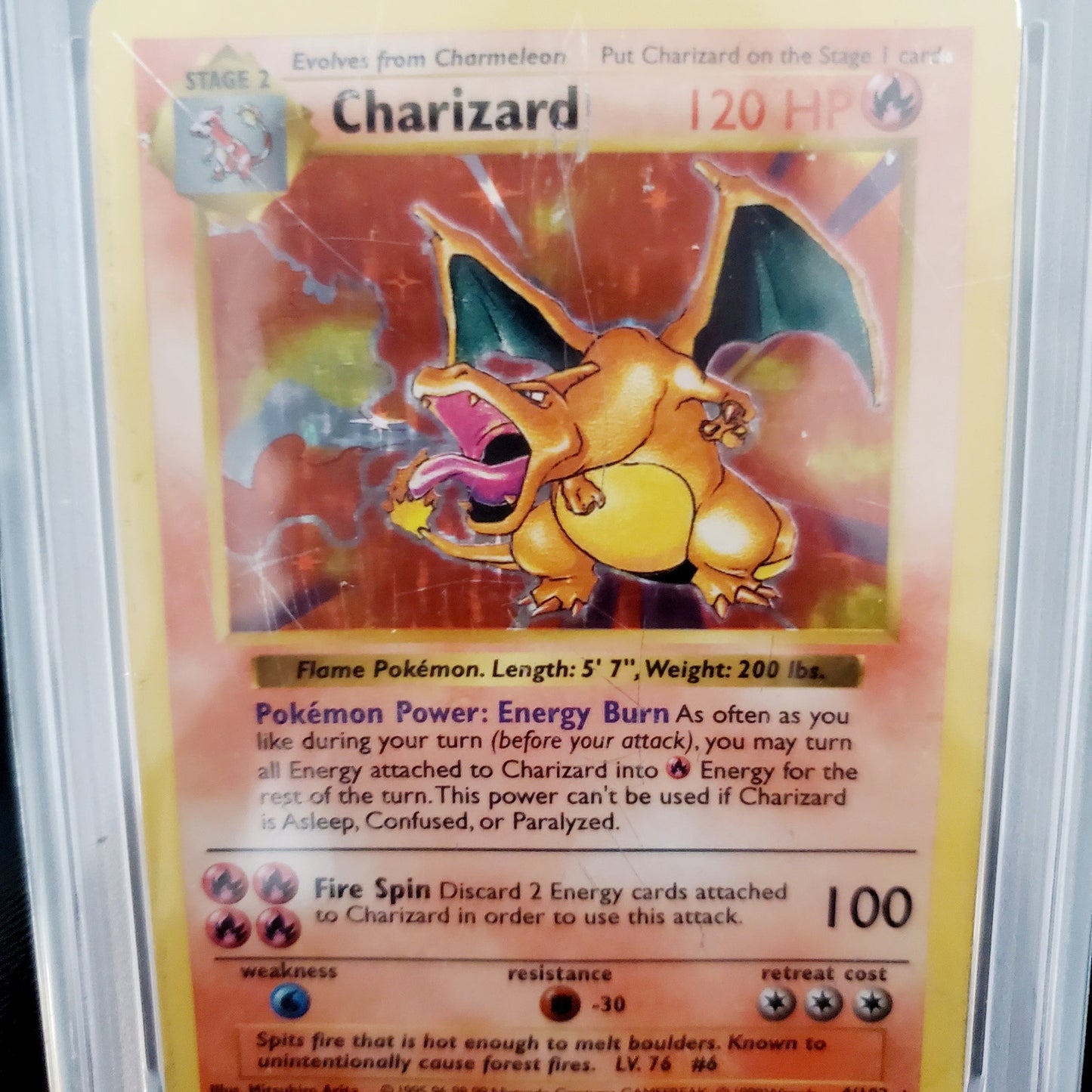 '99 PSA Graded Charizard Holo Shadowless in Plastic Protector Pokemon 4/102