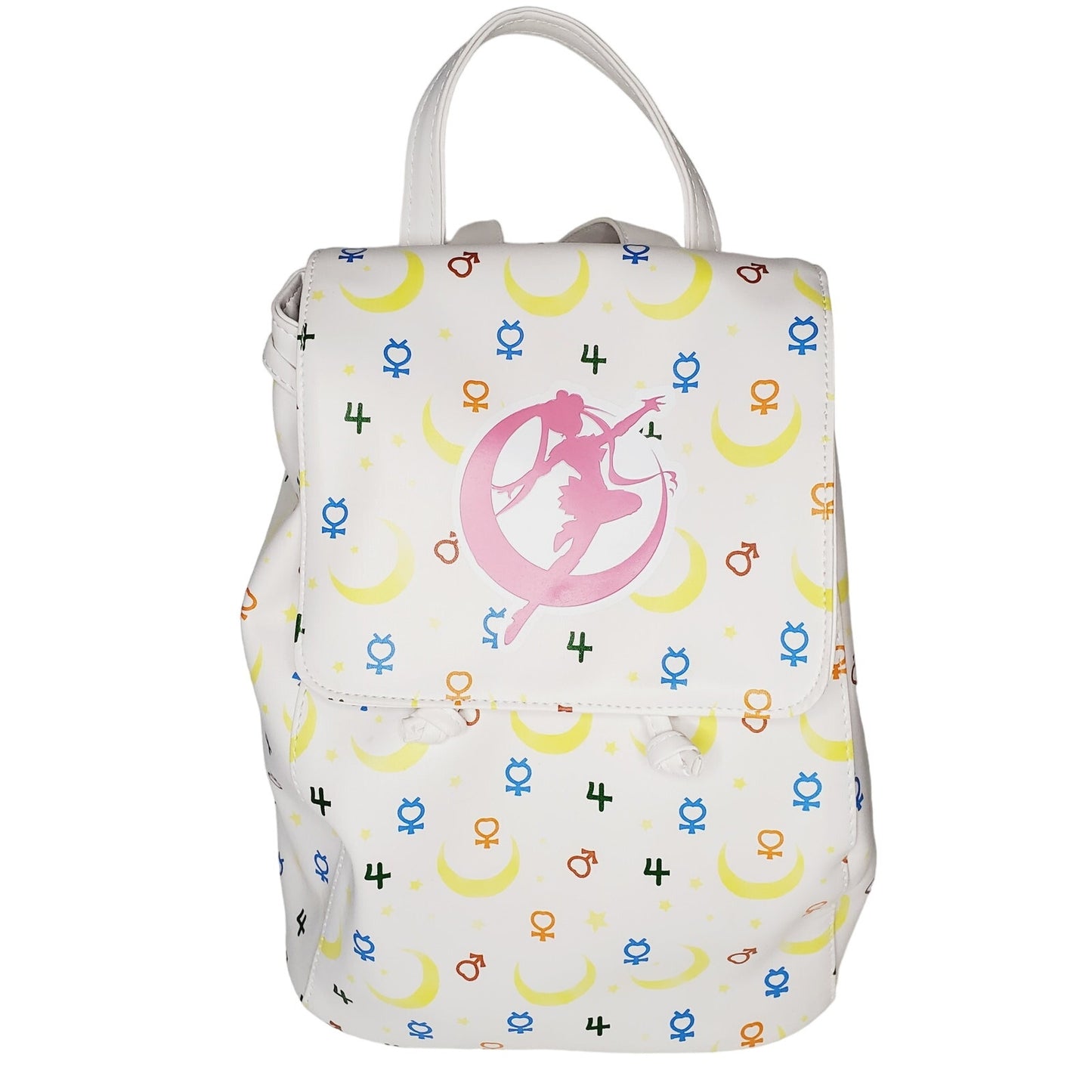 Large Sailor Moon White Backpack Purse. Unused. Toei Animation 13"×10"×6" - NWOT