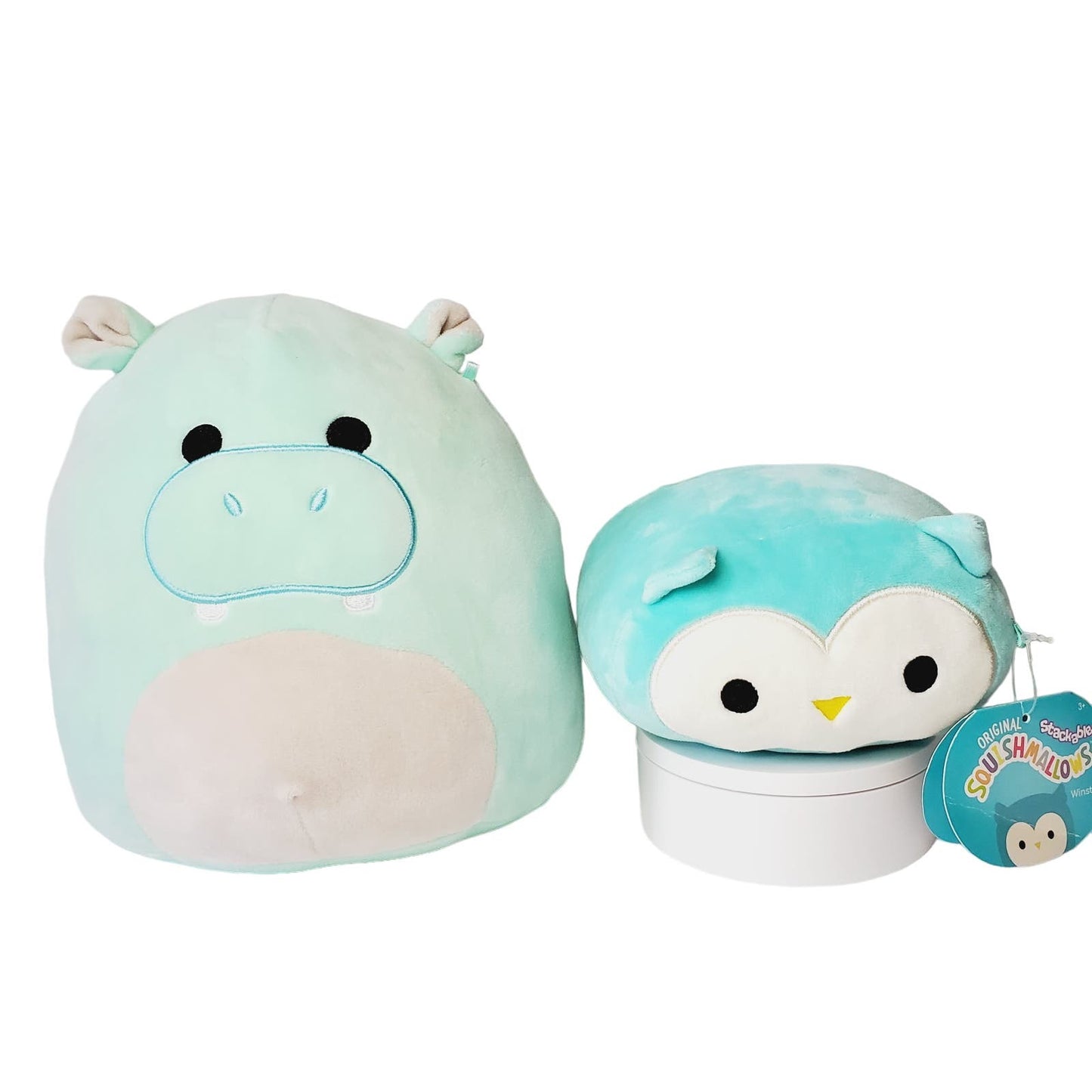 Squishmallows 2x Winston the Owl & Hank the Hippo KellyToy Soft Plush-NWT