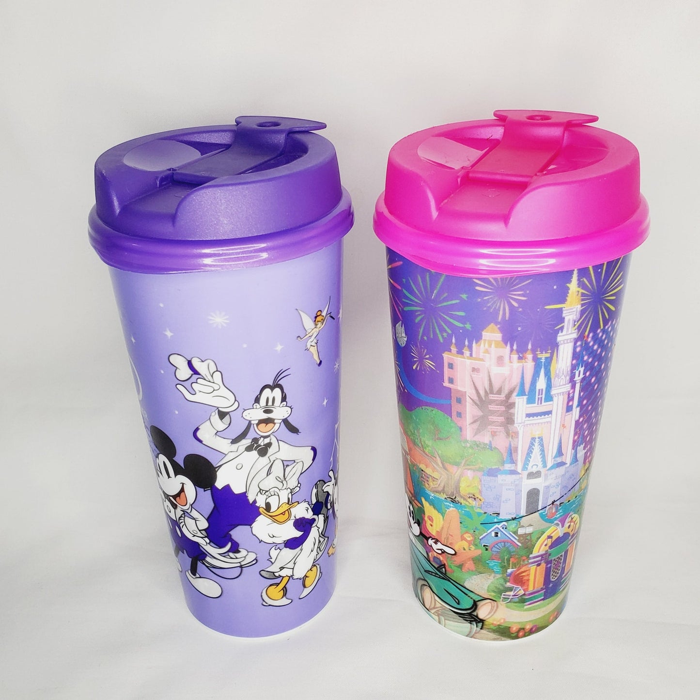 Disney World 100-year Celebration Refillable Travel Mugs w/ Lids & Handles-NWOT