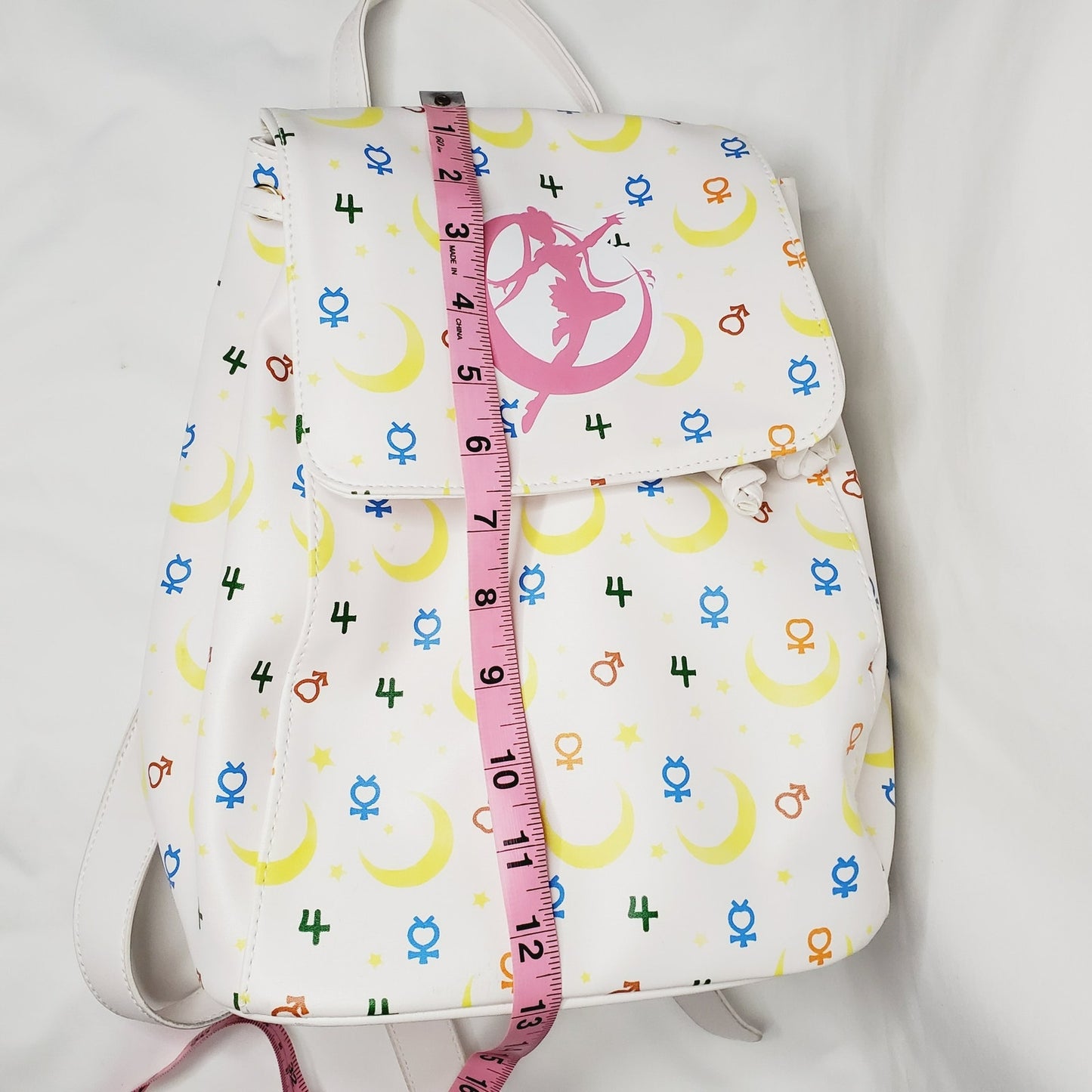 Large Sailor Moon White Backpack Purse. Unused. Toei Animation 13"×10"×6" - NWOT