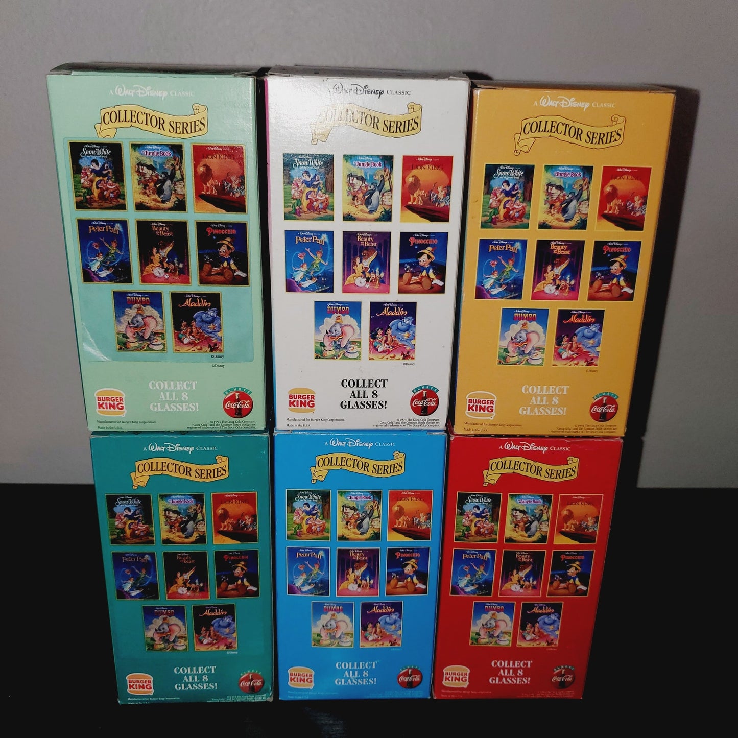 6 Vintage '94 Disney Burger King Collectors Series Movie Cups $10 each - LNew