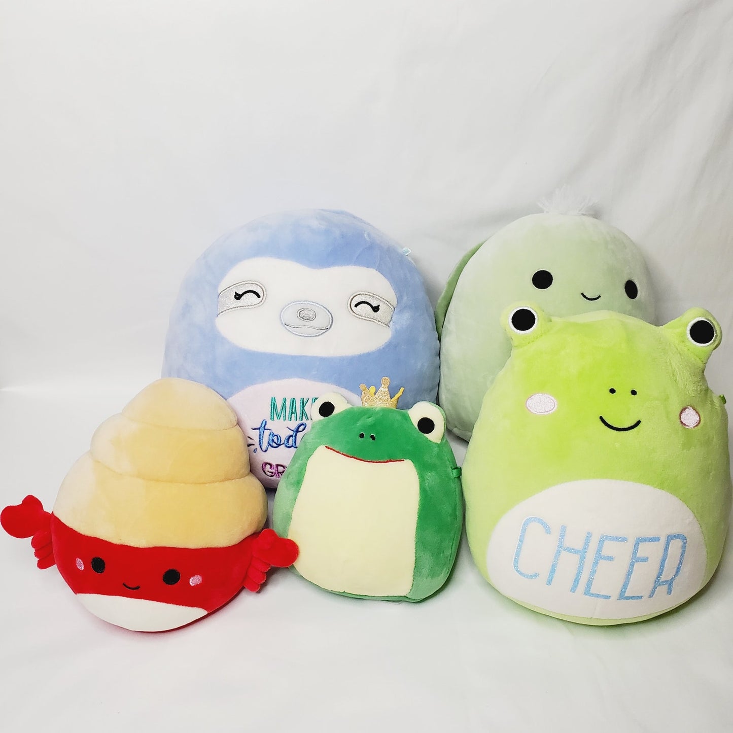 Squishmallows: Helene Sloth, Wendy Frog, Herb Turtle, Indie Crab, Baratelli - LNew