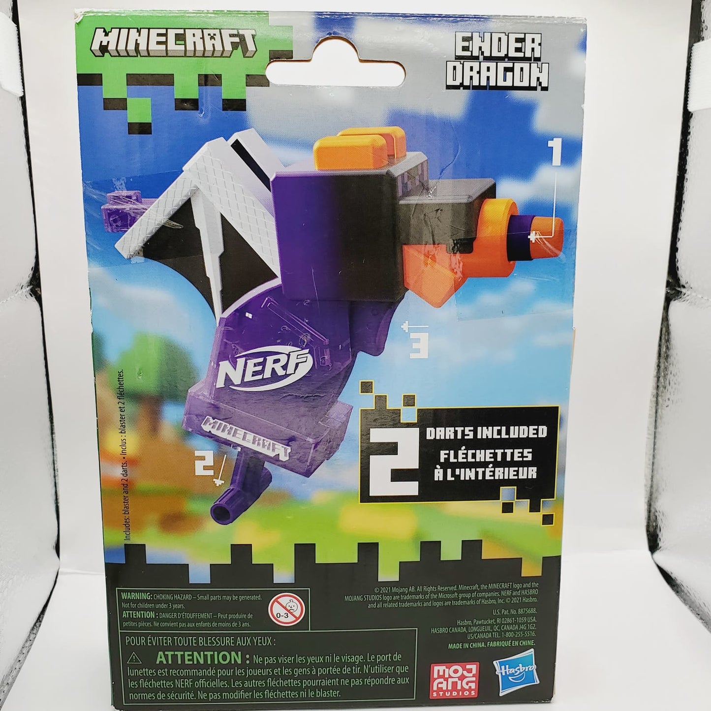 Nerf Minecraft Ender Dragon Microshots Dart Gun Blaster w/ 2 Darts Included-NIB