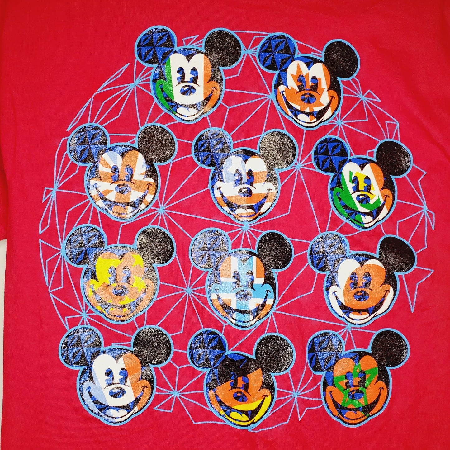 Disney Exclusive Mickey Mouse Epcot International Flags Red Hanes Tee Small-NWOT