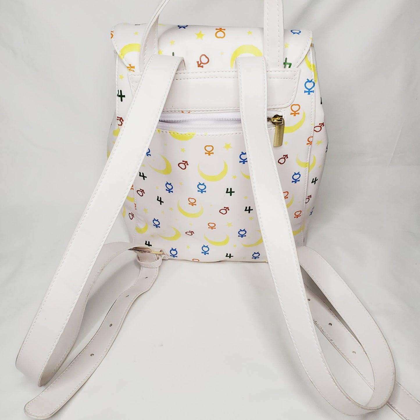 Large Sailor Moon White Backpack Purse. Unused. Toei Animation 13"×10"×6" - NWOT