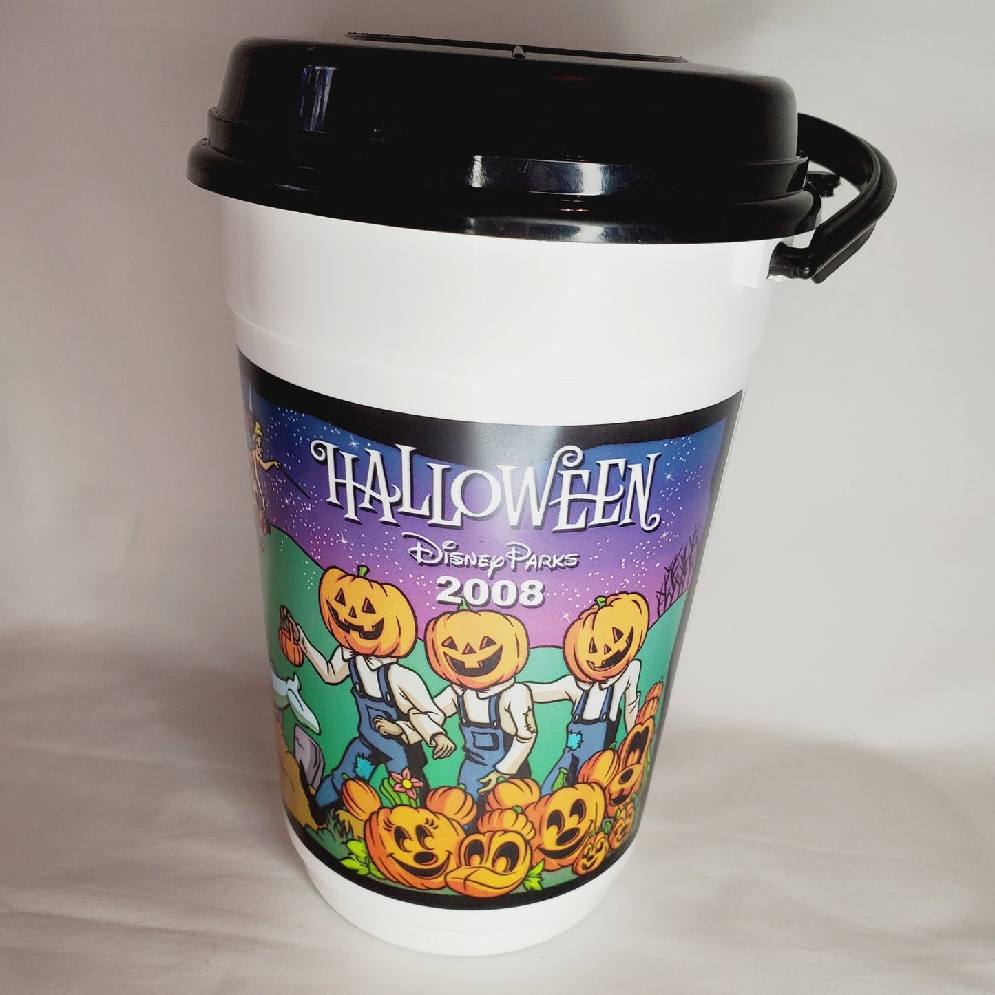 Disney Parks Vintage Halloween Candy Buckets x2 w/ matching lids & handles - LNew