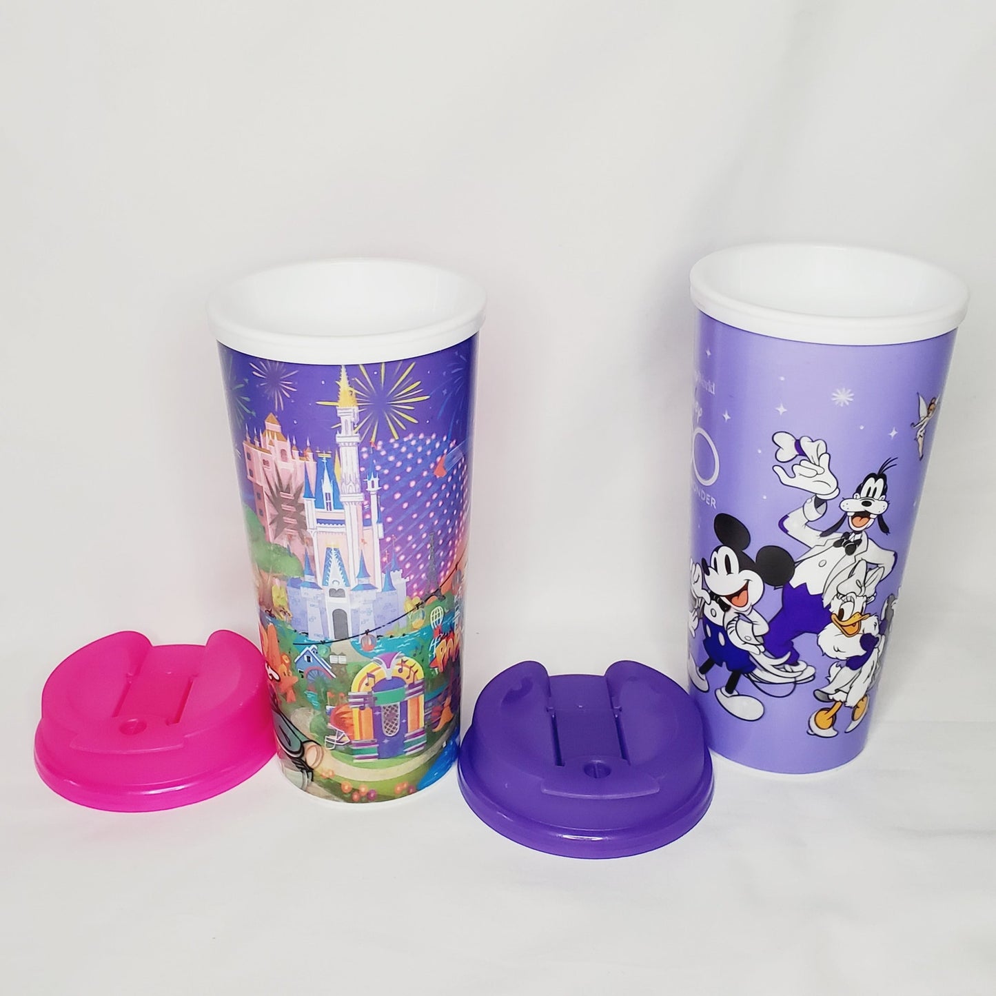 Disney World 100-year Celebration Refillable Travel Mugs w/ Lids & Handles-NWOT