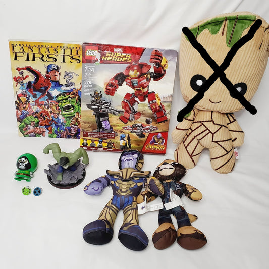 Marvel Bundle: Lego Ironman, 2x Disney Pins, Guardians of the Galaxy Plushies, Hulk Q-Fig Loot Crate Exclusive