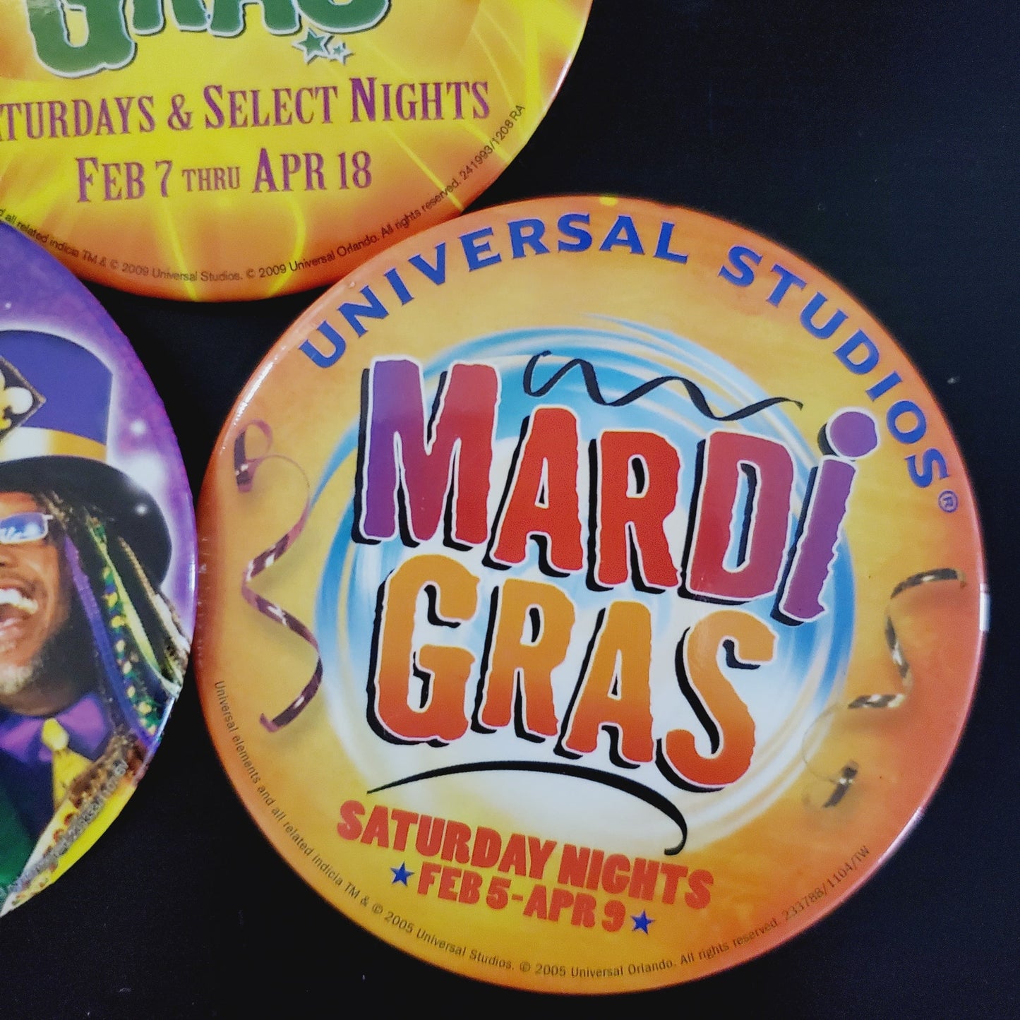 3x Vintage 00s Universal Mardi Gras Collector Park Employee Exclusive Pins