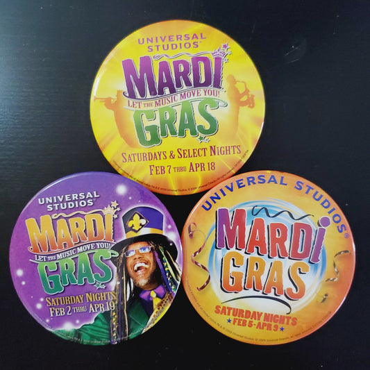3x Vintage 00s Universal Mardi Gras Collector Park Employee Exclusive Pins