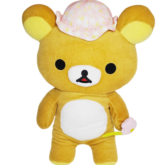 Rilakkuma w/ Flower San-X Happy Picnic Huggable Pillow 19" Plush Bear Toy-NWOT