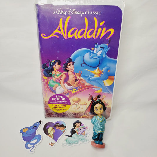 NIP(Sealed) Disney Aladdin '93 VHS Black Diamond. Mini Jasmine Fig. 3 stickers - NIP(Sealed)