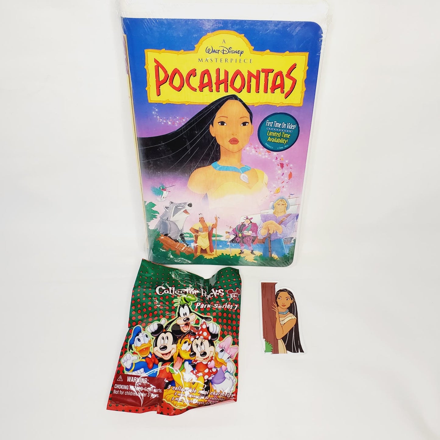 Disney Pocahontas '96 VHS. Mystery Park Character Pack. A sticker. - NIP (Sealed)