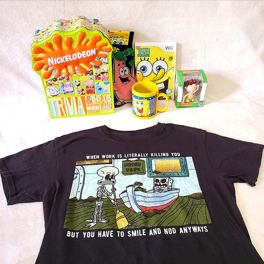 Nickelodeon Bundle. Trivia Game, Truth or Square Wii Game, Mug, Graphic Tee and more