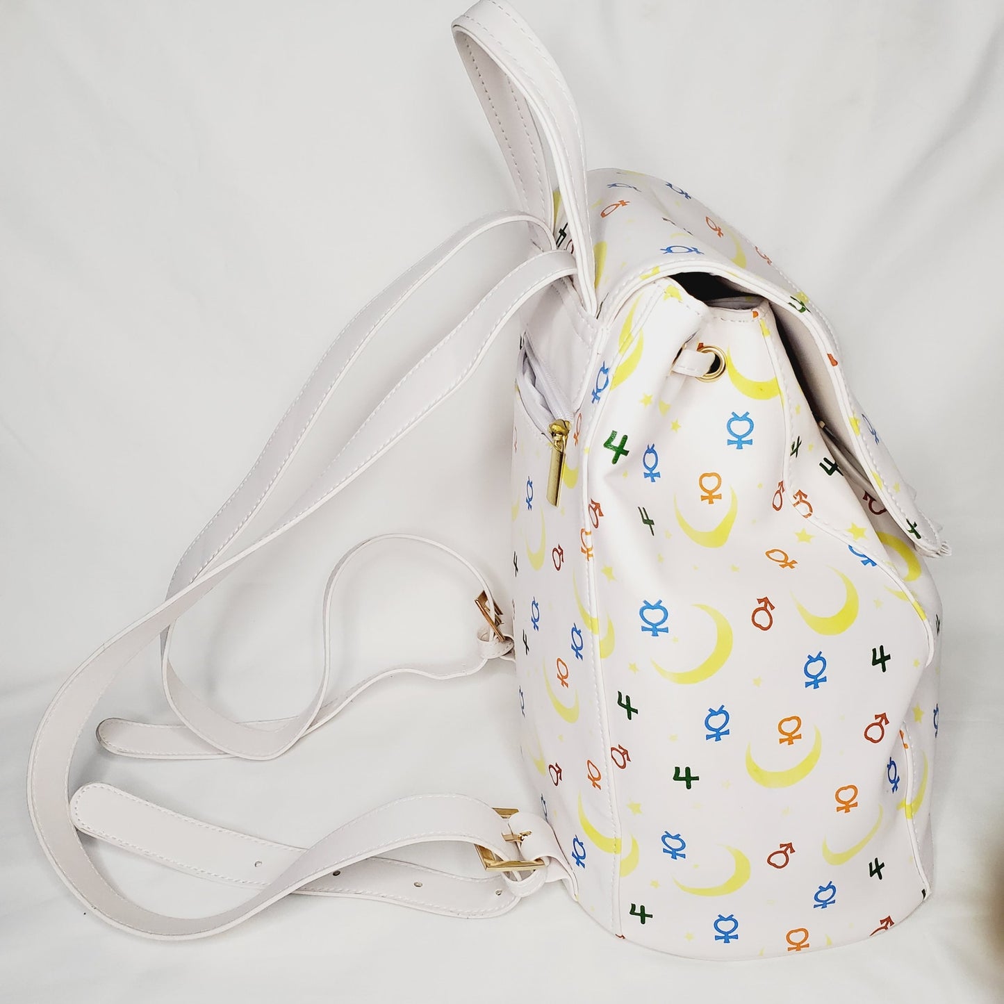 Large Sailor Moon White Backpack Purse. Unused. Toei Animation 13"×10"×6" - NWOT