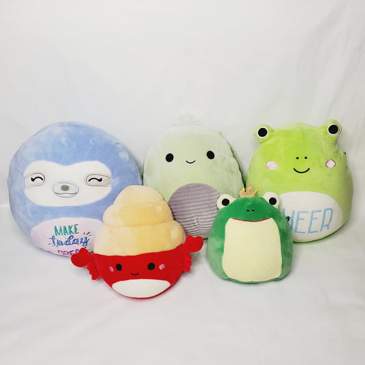 Squishmallows: Helene Sloth, Wendy Frog, Herb Turtle, Indie Crab, Baratelli - LNew