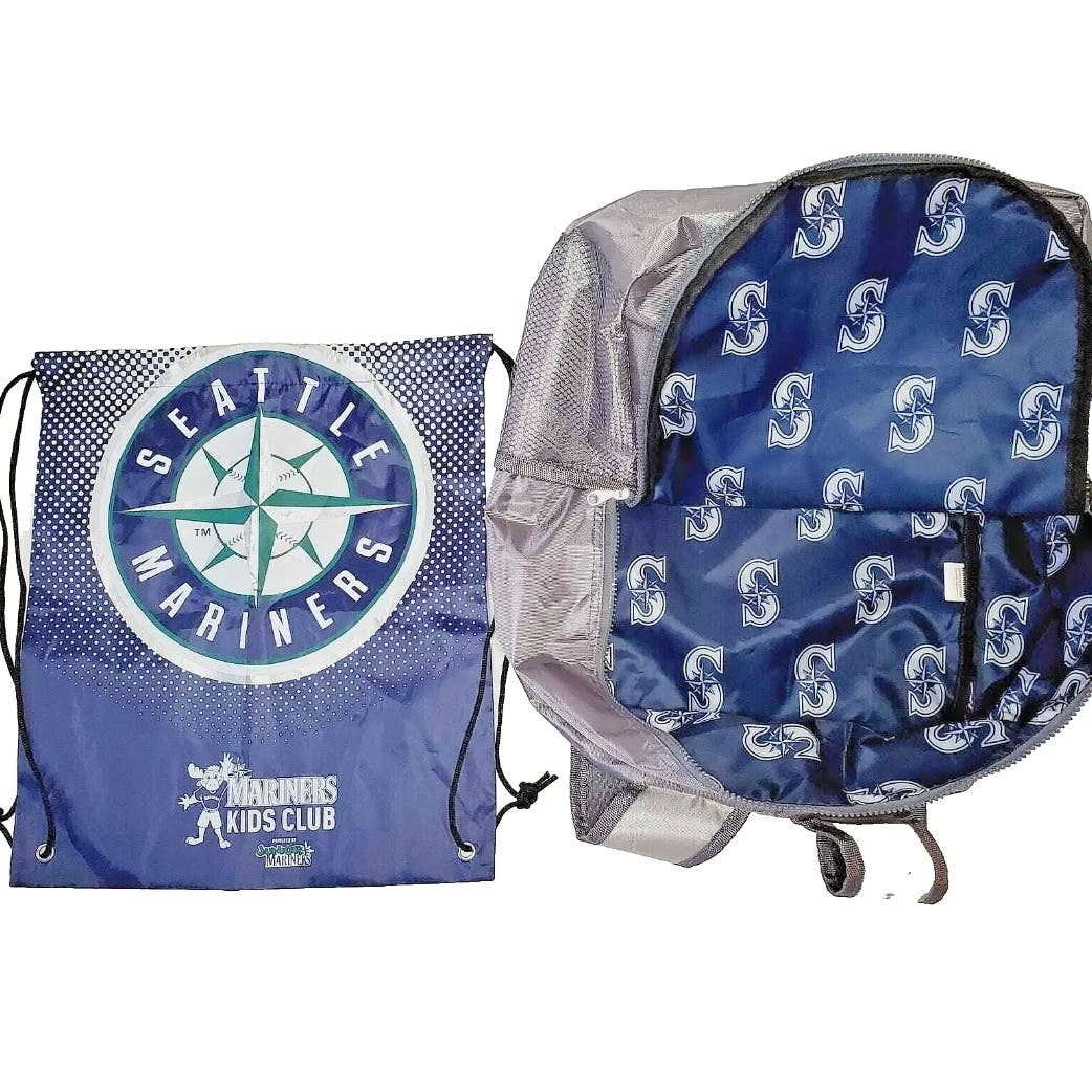 MLB Seattle Mariners / Boeing Backpack w/ Mariners Kids Club Drawstring Bag-LNew