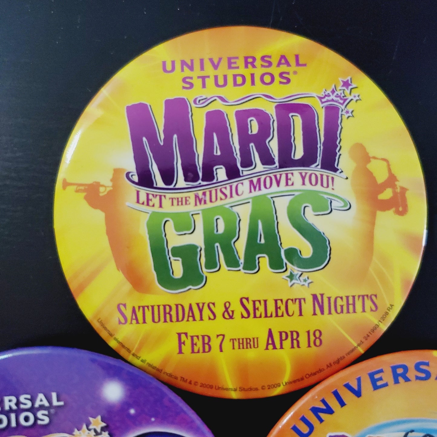 3x Vintage 00s Universal Mardi Gras Collector Park Employee Exclusive Pins