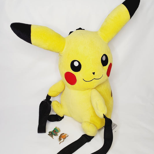 Pikachu Pokemon Piggyback Backpack w/ 2 Fashion Pins 2016 Adjustable Straps-LNew