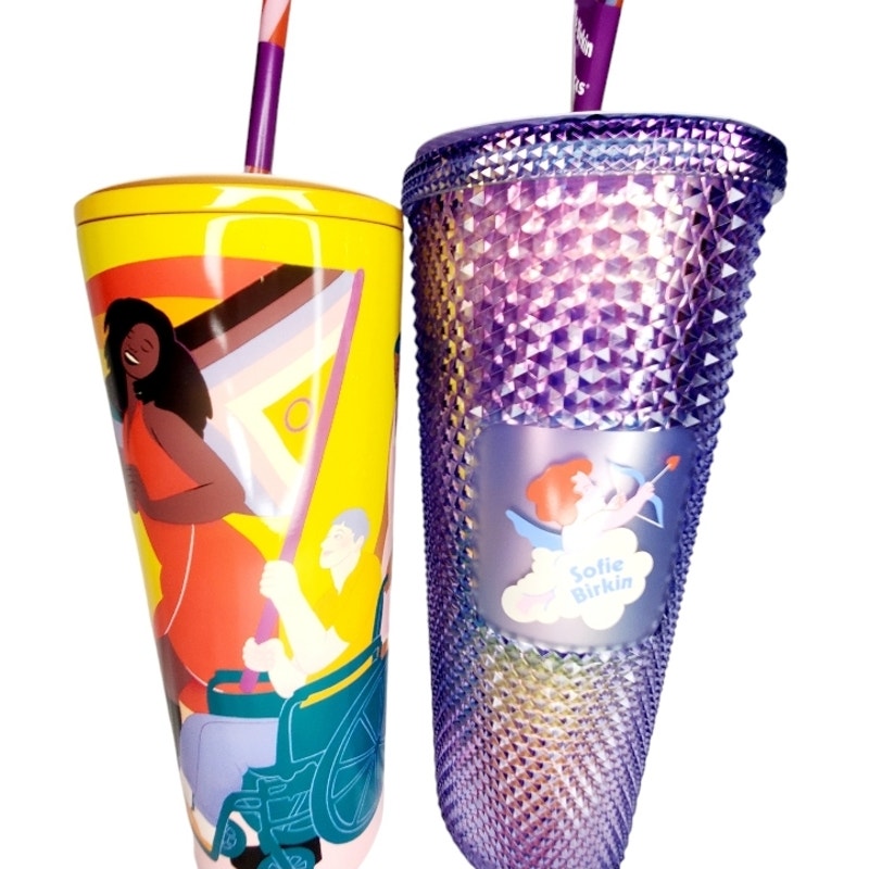 Starbucks x Sofie Birkin 2024 Rainbow Gay Pride Bling Studded Summer Tumblers - NWT
