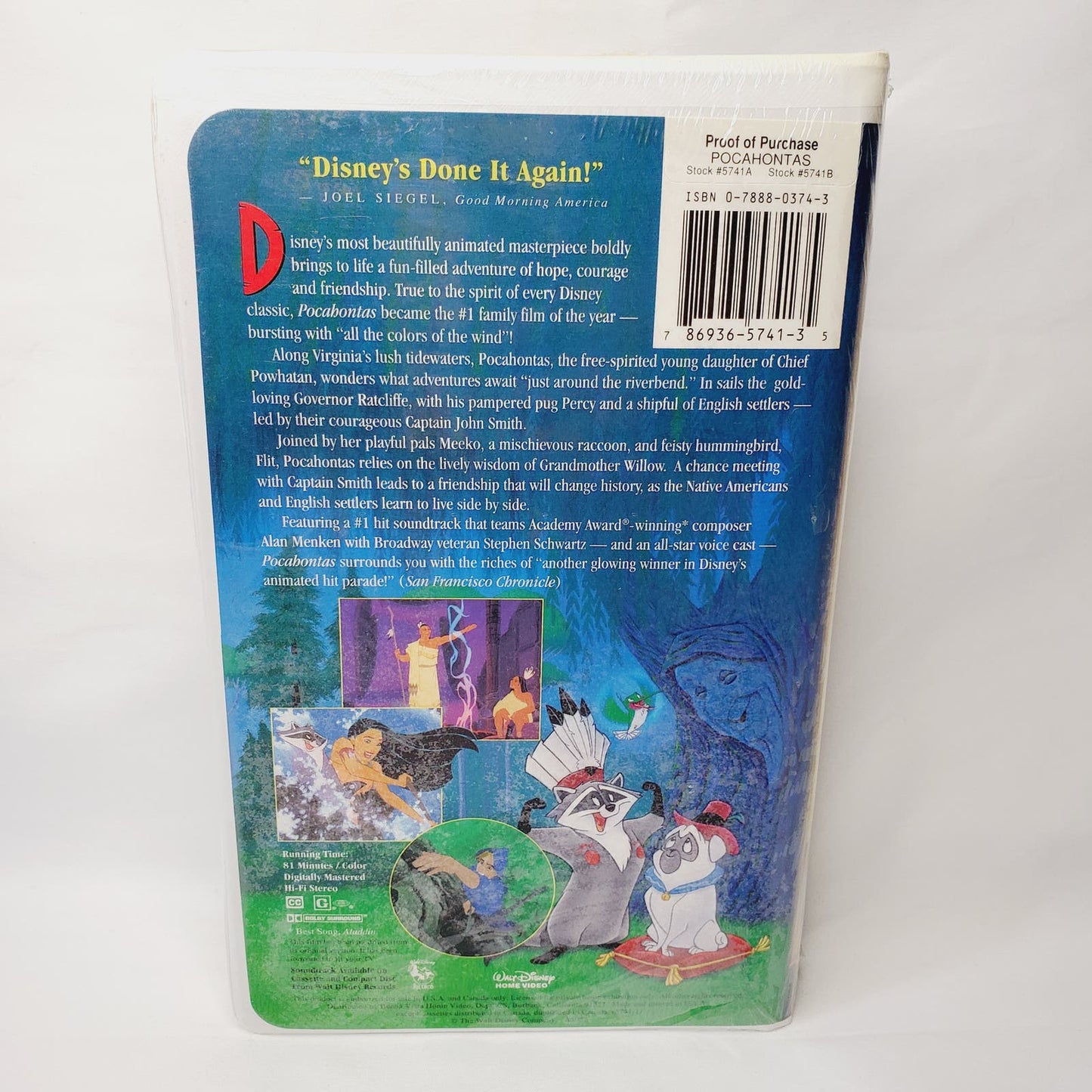 Disney Pocahontas '96 VHS. Mystery Park Character Pack. A sticker. - NIP (Sealed)