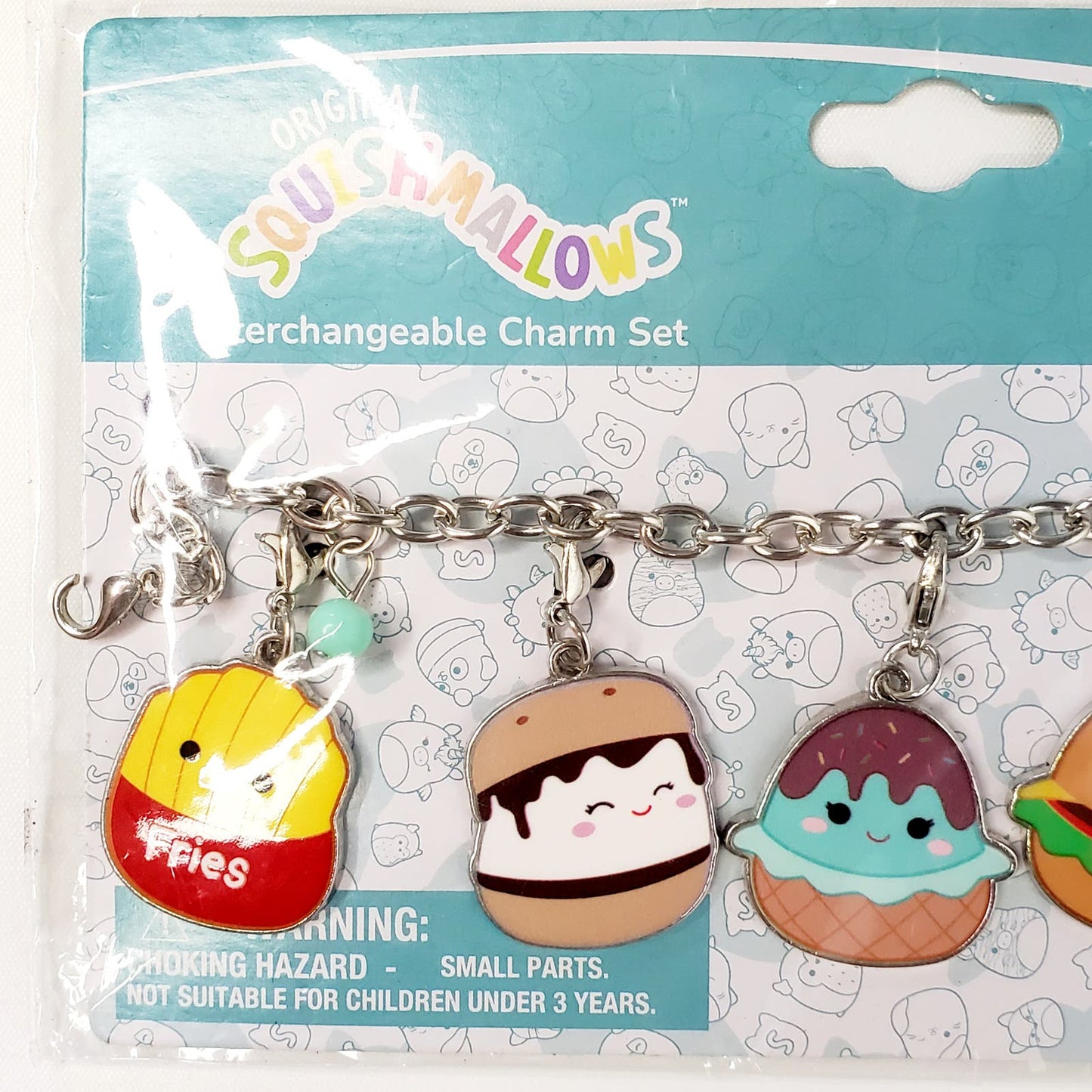 Squishmallow Summer Interchangeable Charm Bracelet. Fries, Smores, Ice Cream-NIP