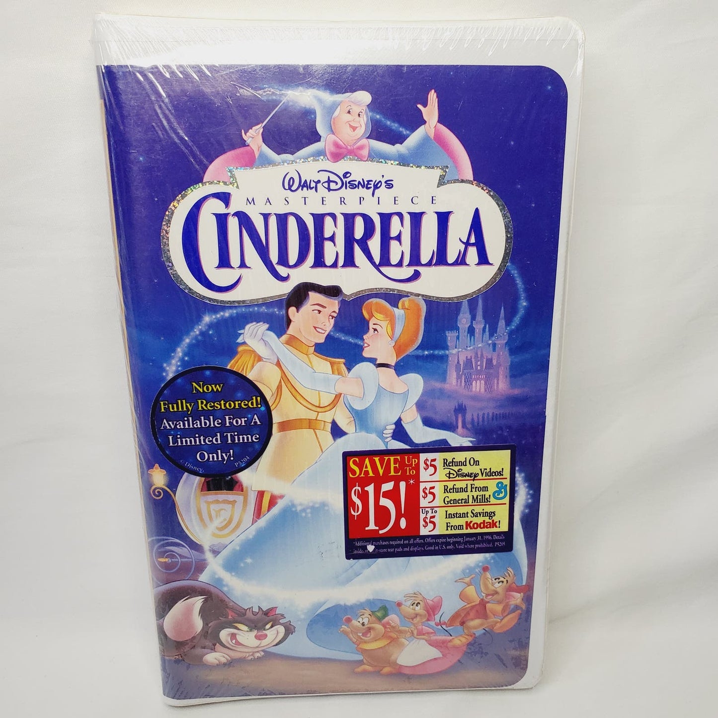 Disney Cinderella Masterpiece Collection VHS. Mini Cinderella Fig. Stocking - NIP(Sealed)