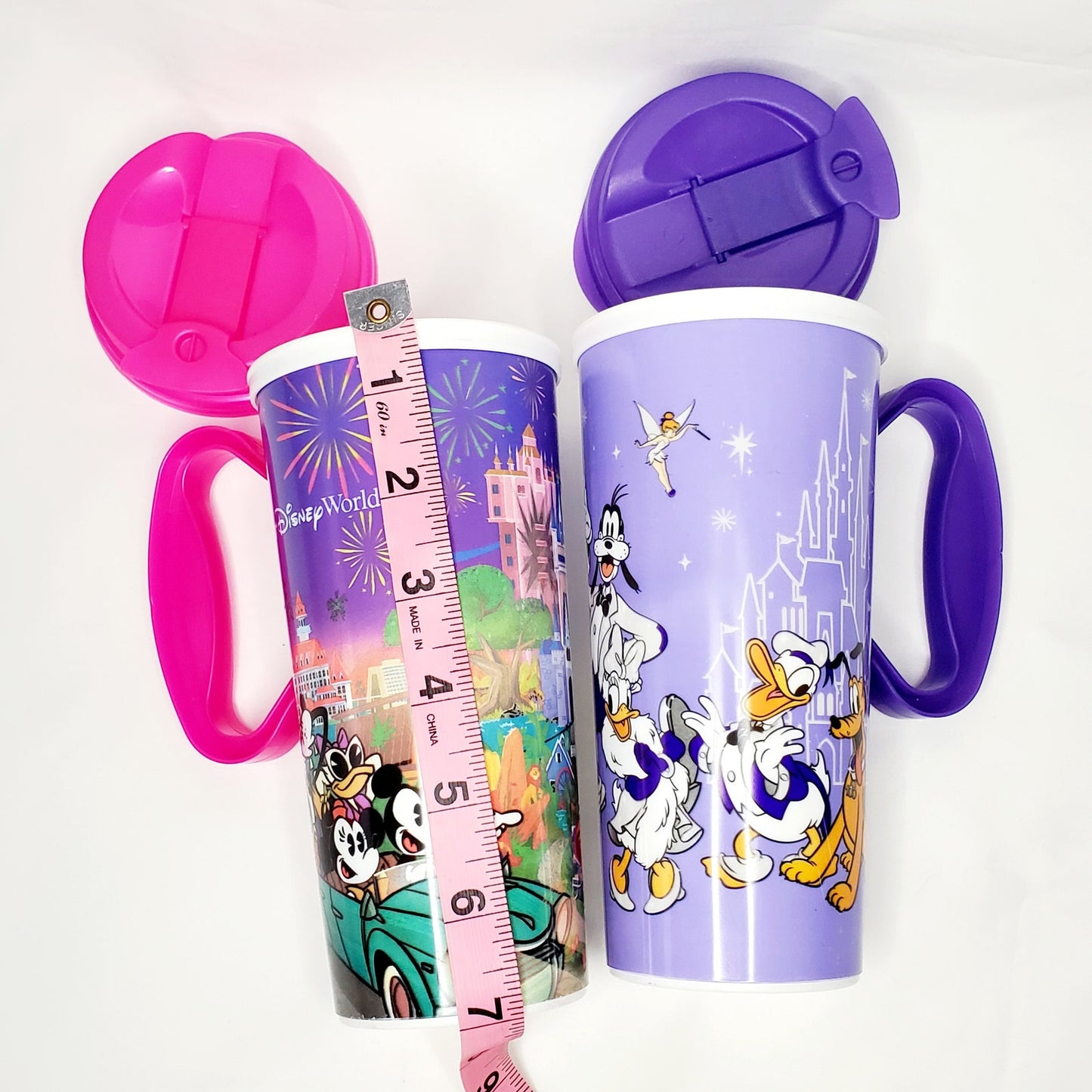 Disney World 100-year Celebration Refillable Travel Mugs w/ Lids & Handles-NWOT