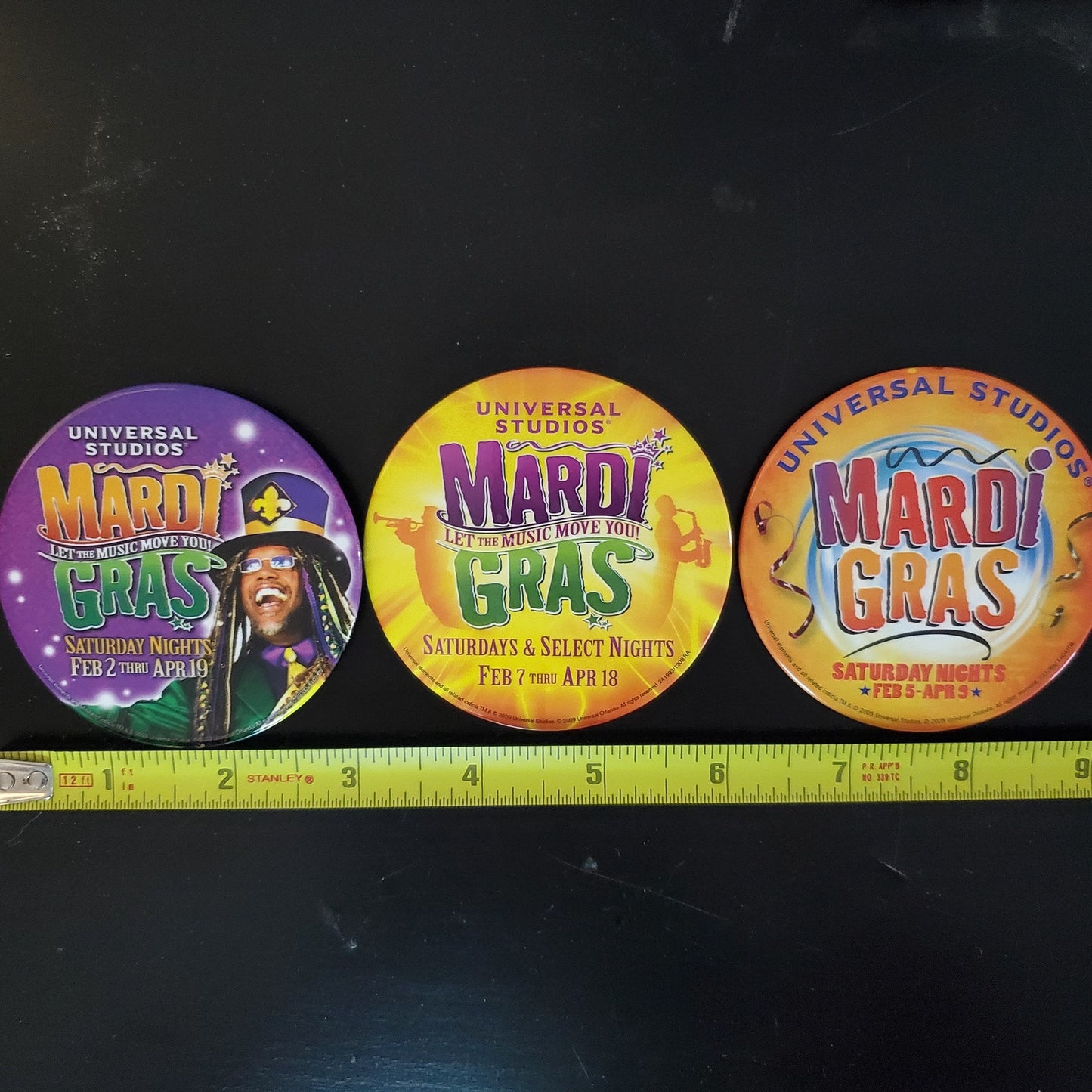 3x Vintage 00s Universal Mardi Gras Collector Park Employee Exclusive Pins