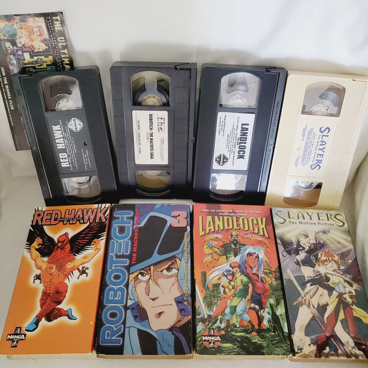 80s & 90s Anime VHS Bundle. Red Hawk, Robotech, Landlock, Slayers. Vintage-Tested