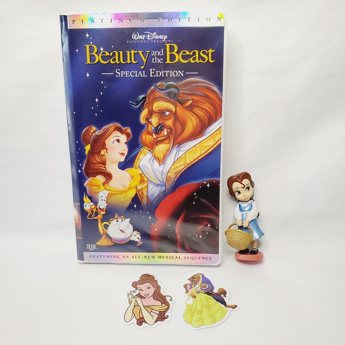 Disney Platinum Beauty & the Beast Special Edition VHS. Mini Belle Fig. Stickers