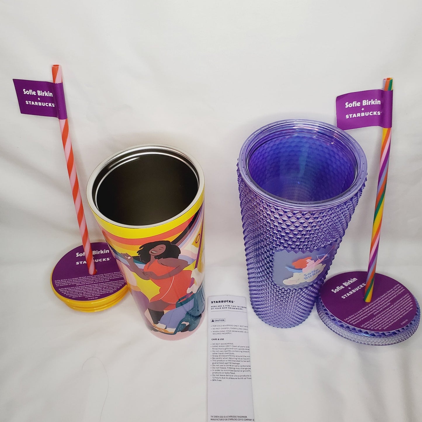 Starbucks x Sofie Birkin 2024 Rainbow Gay Pride Bling Studded Summer Tumblers - NWT