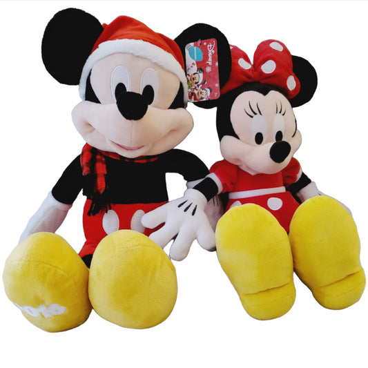 Disney Holiday Mickey Mouse Exclusive Deluxe & Minnie Mouse Plush Bundle - NWT