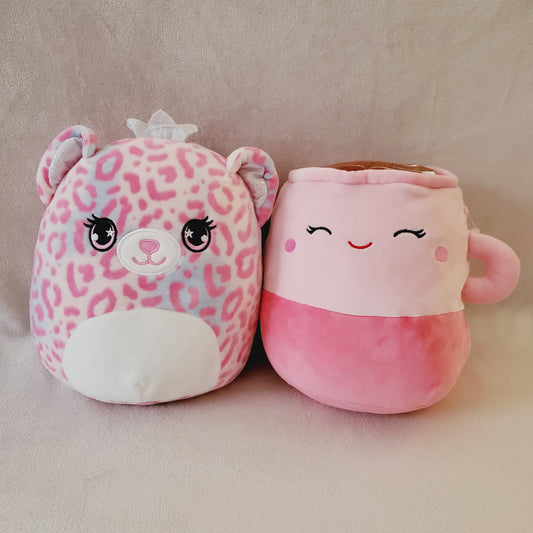 Squishmallow Pink Bundle! Brandi the Cheetah Queen & Emergy the Latte. Gift - NWOT