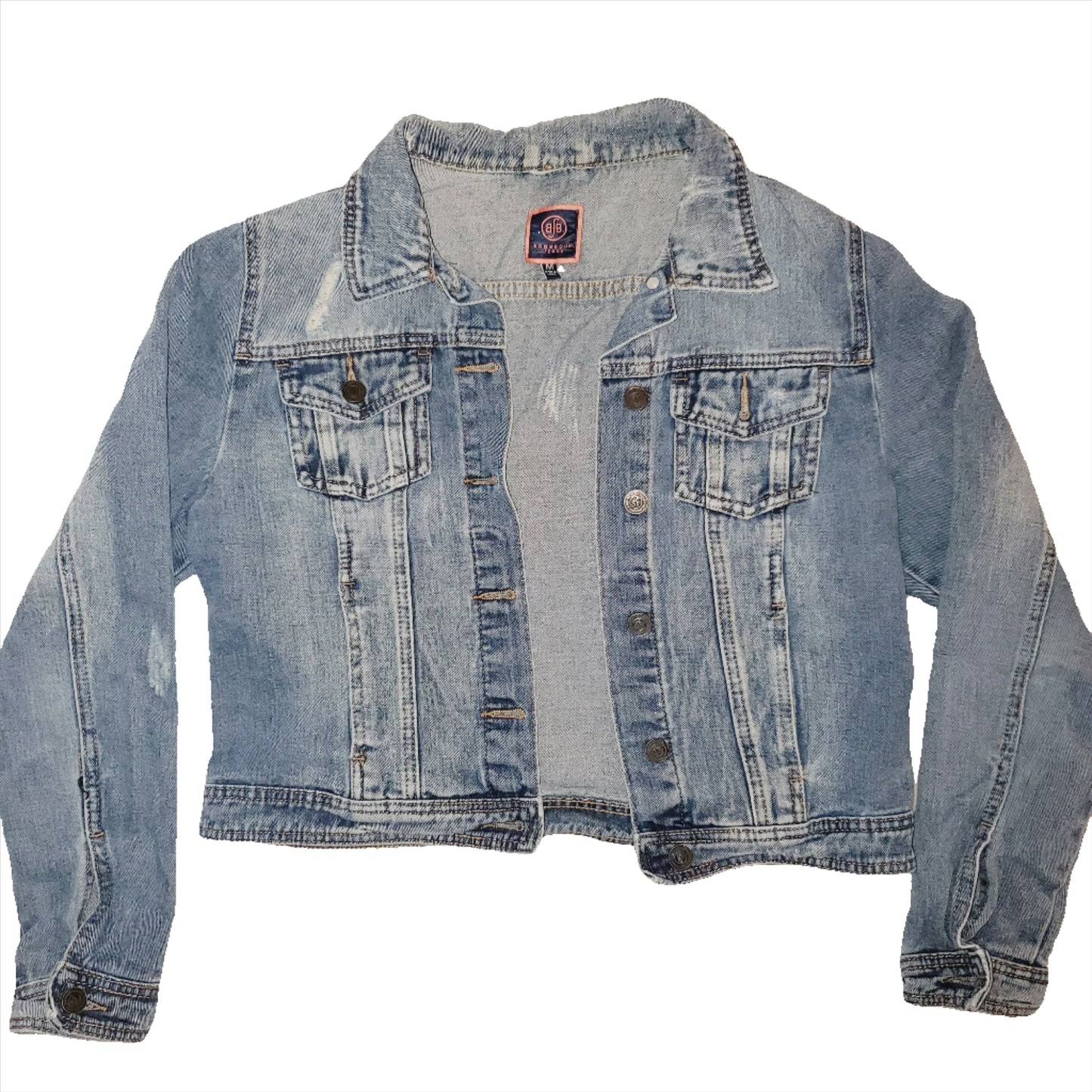 Boom Boom Jeans Cute Distressed & Ripped Jean Jacket. Med. Pockets - LNew