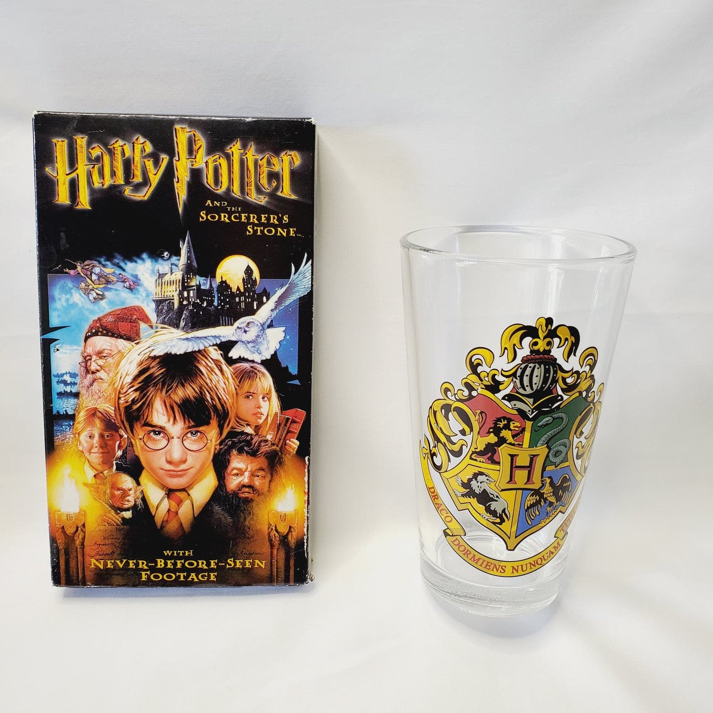 Harry Potter Bundle. Universal HP Wands, VHS, Magical Places Coloring, Glass Cup