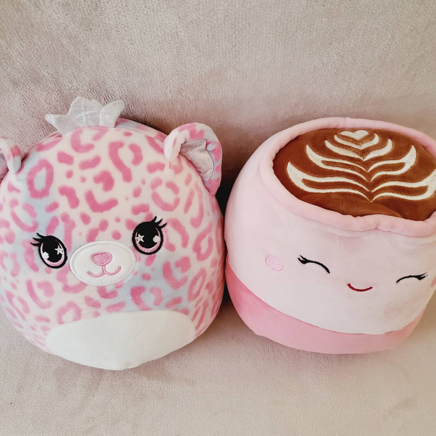 Squishmallow Pink Bundle! Brandi the Cheetah Queen & Emergy the Latte. Gift - NWOT