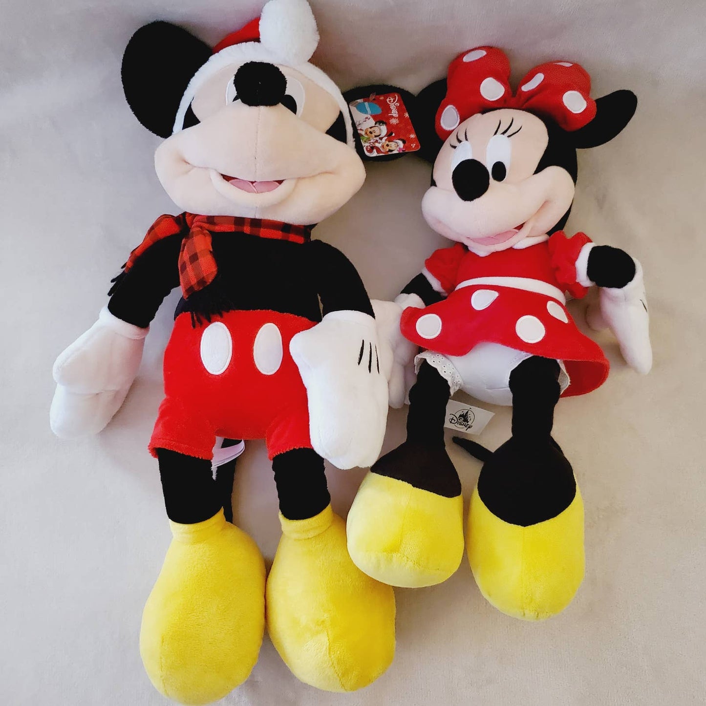 Disney Holiday Mickey Mouse Exclusive Deluxe & Minnie Mouse Plush Bundle - NWT